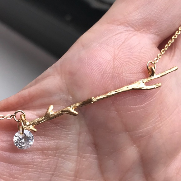 14K Gold Branch Diamond Boutique Feminine Necklace - Picture 4 of 8